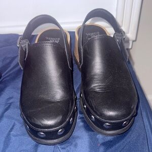 Sorel Black Leather Mules